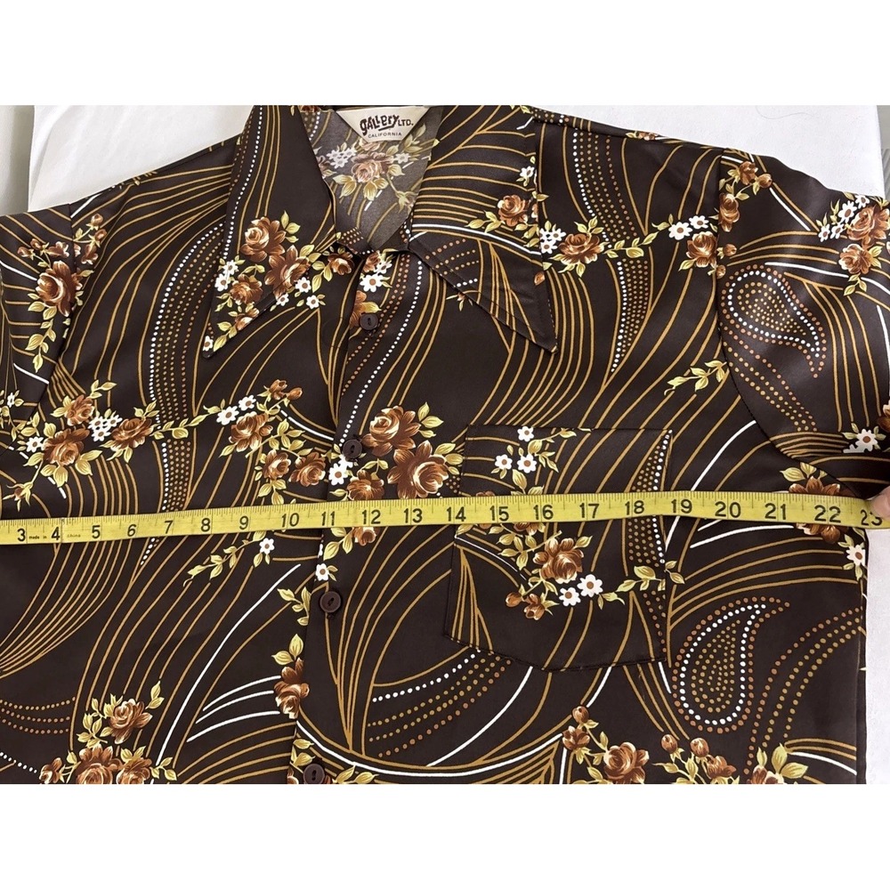 Vintage Gallery Ltd. Button Up Dress Shirt Mens Large Brown Floral Groovy Disco - Picture 5 of 7